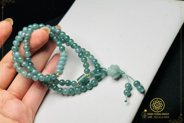 CHUỖI LAM NGỌC NẾP BĂNG 5.5LY CUỐN 3 VÒNG MIX LU THỐNG, NGŨ ĐIẾU, SEN - THIỆN THÀNH GROUP